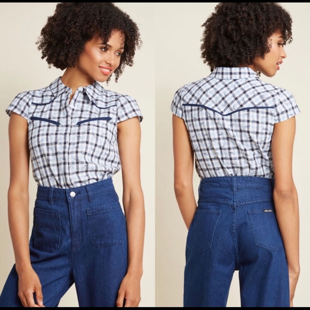 ModCloth Gingham Zebra Shirt